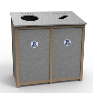 dual bin recycling receptacle