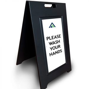 hand hygiene sign black